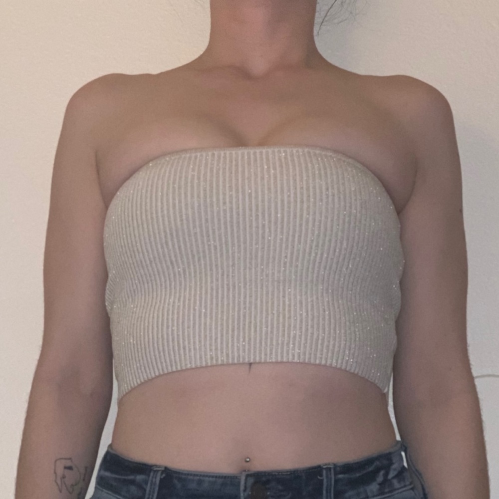 Kendall & Kylie Champagne Cropped Tube Top